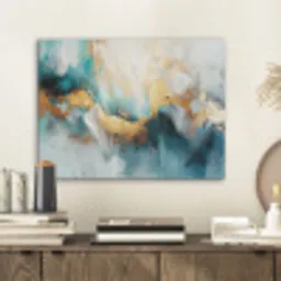 Abstract - Kunst - Gold - Blauw PET vilt klein -sfeer1
