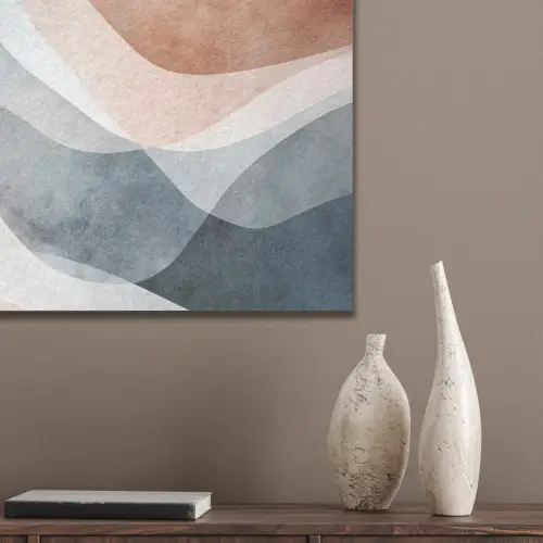 Abstract - Golven - Blauw PET vilt klein -sfeer6_closeup