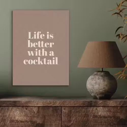 Cocktail - Tekst - Patroon - Wit PET vilt klein -sfeer2
