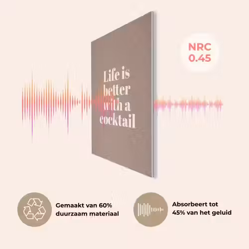 Cocktail - Tekst - Patroon - Wit PET vilt klein -USP_NL
