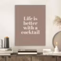 Cocktail - Tekst - Patroon - Wit PET vilt klein -sfeer1