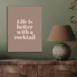 Cocktail - Tekst - Patroon - Wit PET vilt klein -sfeer2