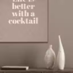 Cocktail - Tekst - Patroon - Wit PET vilt klein -sfeer6_closeup