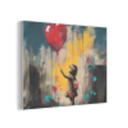 Meisje - Ballon - Hart - Graffiti PET vilt klein -3d
