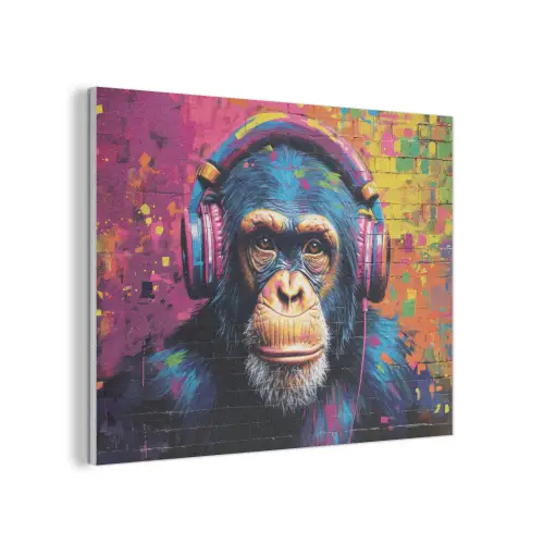 Graffiti - Chimpanzee - Street art - Koptelefoon - Aap PET vilt klein -3d