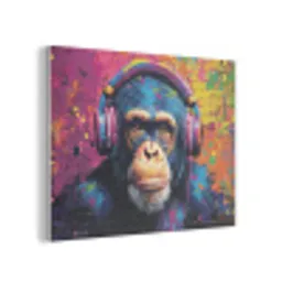 Graffiti - Chimpanzee - Street art - Koptelefoon - Aap PET vilt klein -3d
