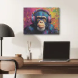 Graffiti - Chimpanzee - Street art - Koptelefoon - Aap PET vilt klein -sfeer5