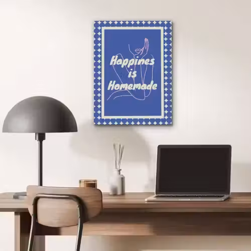Lijntekening - Vrouw - Quote - Blauw PET vilt klein -sfeer5