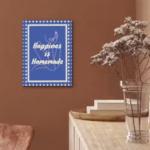 Lijntekening - Vrouw - Quote - Blauw PET vilt klein -sfeer4