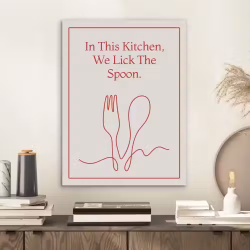 Minimalistisch - Vork - Lepel - Lijntekening PET vilt klein -sfeer1