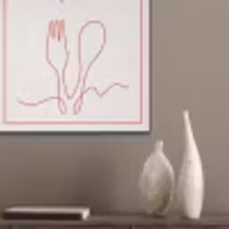 Minimalistisch - Vork - Lepel - Lijntekening PET vilt klein -sfeer6_closeup