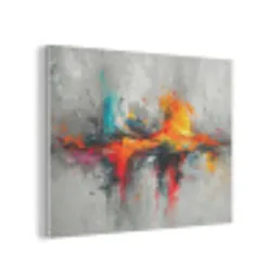 Moderne kunst - Oranje - Grijs - Abstract PET vilt klein -3d