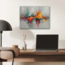 Moderne kunst - Oranje - Grijs - Abstract PET vilt klein -sfeer5