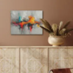 Moderne kunst - Oranje - Grijs - Abstract PET vilt klein -sfeer4