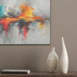 Moderne kunst - Oranje - Grijs - Abstract PET vilt klein -sfeer6_closeup
