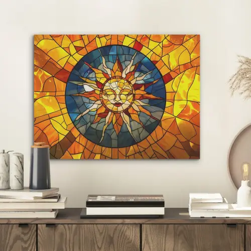 Mozaïek - Zon - Geel - Cirkel PET vilt klein -sfeer1