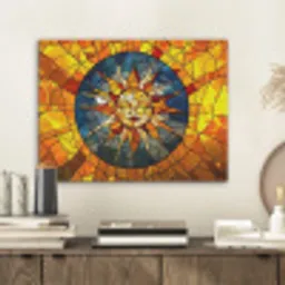 Mozaïek - Zon - Geel - Cirkel PET vilt klein -sfeer1