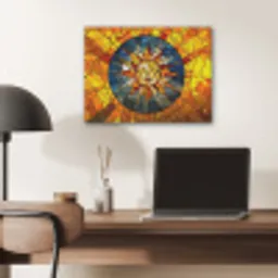 Mozaïek - Zon - Geel - Cirkel PET vilt klein -sfeer5
