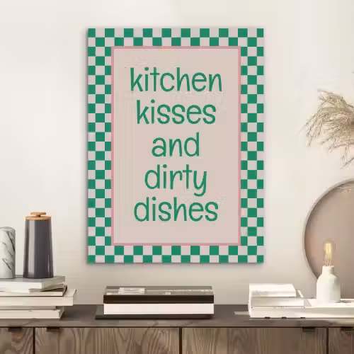Quote - Groen - Geblokt - Keuken PET vilt klein -sfeer1