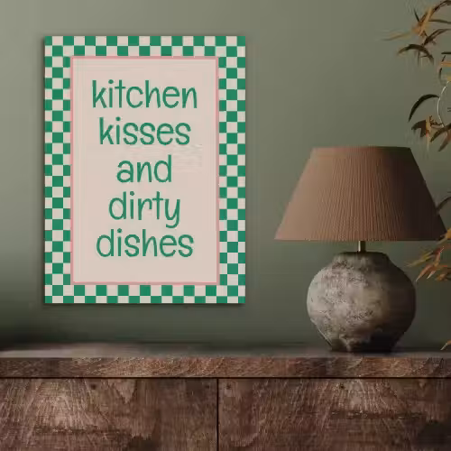 Quote - Groen - Geblokt - Keuken PET vilt klein -sfeer2