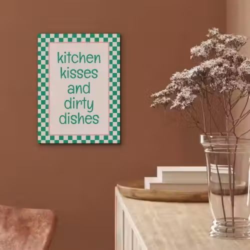 Quote - Groen - Geblokt - Keuken PET vilt klein -sfeer4