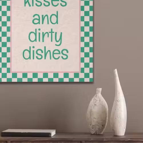 Quote - Groen - Geblokt - Keuken PET vilt klein -sfeer6_closeup