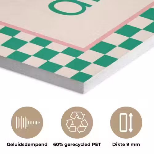 Quote - Groen - Geblokt - Keuken PET vilt klein -closeup_NL