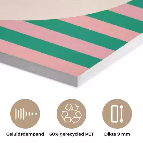 Gestreept - Quote - Ovaal - Roze PET vilt klein -closeup_NL