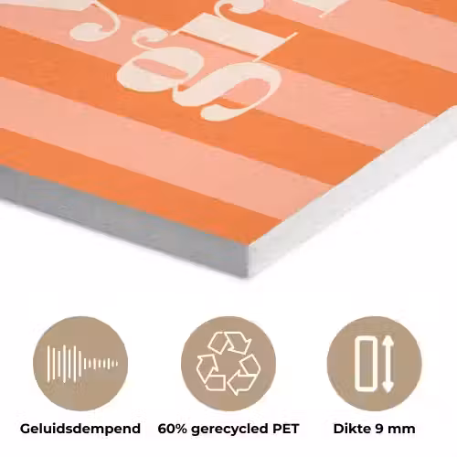 Tekst - Gestreept - Oranje - Zomer PET vilt klein -closeup_NL