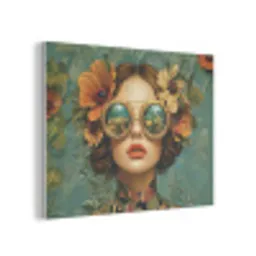 Vrouw - Bloemen - Vlinders - Natuur - Vintage PET vilt klein -3d