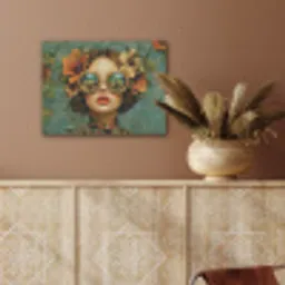 Vrouw - Bloemen - Vlinders - Natuur - Vintage PET vilt klein -sfeer4