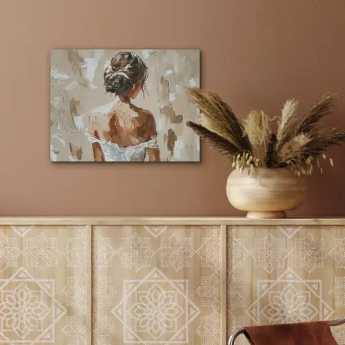 Vrouw - Verf - Abstract - Beige - Modern PET vilt klein -sfeer4