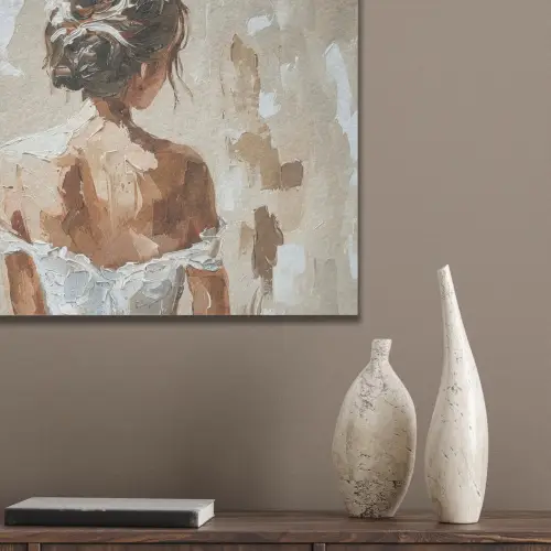 Vrouw - Verf - Abstract - Beige - Modern PET vilt klein -sfeer6_closeup