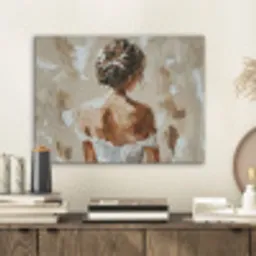 Vrouw - Verf - Abstract - Beige - Modern PET vilt klein -sfeer1