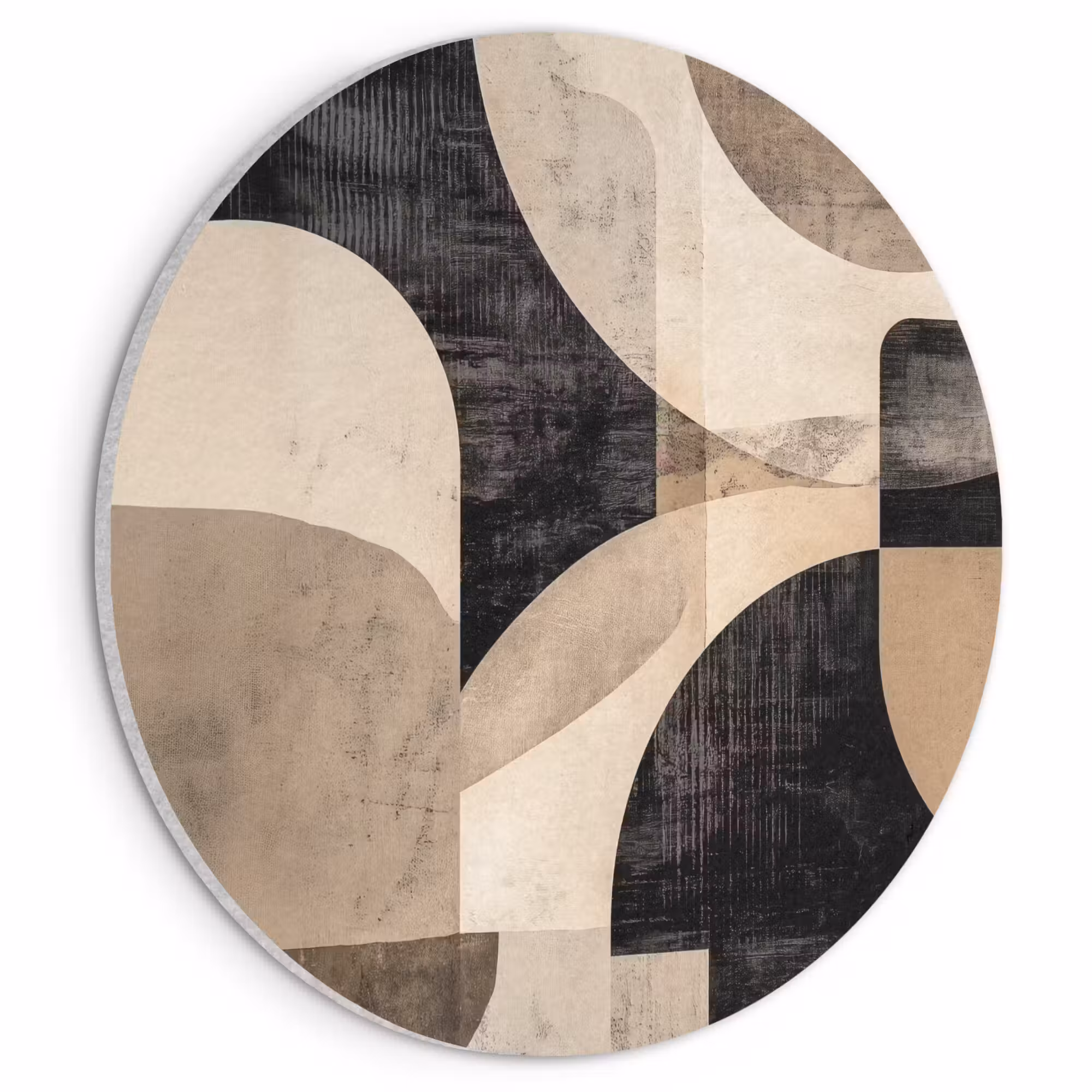 Acoustic painting round - Abstract - Shapes - Modern - Beige