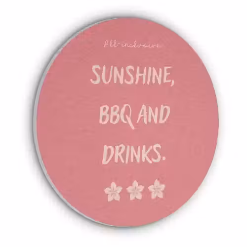 BBQ - Quote - Roze - Zomer Akoestische PET Vilt - Rond klein -3d