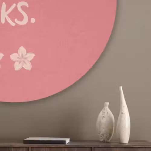 BBQ - Quote - Roze - Zomer Akoestische PET Vilt - Rond klein -sfeer5_closeup