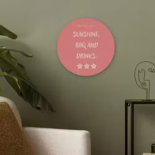 BBQ - Quote - Roze - Zomer Akoestische PET Vilt - Rond klein -sfeer2