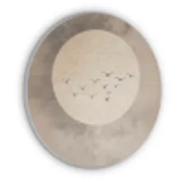 Vogel - Beige - Japandi Akoestische PET Vilt - Rond klein -3d