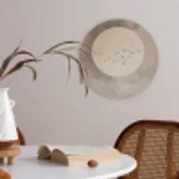 Vogel - Beige - Japandi Akoestische PET Vilt - Rond klein -sfeer3