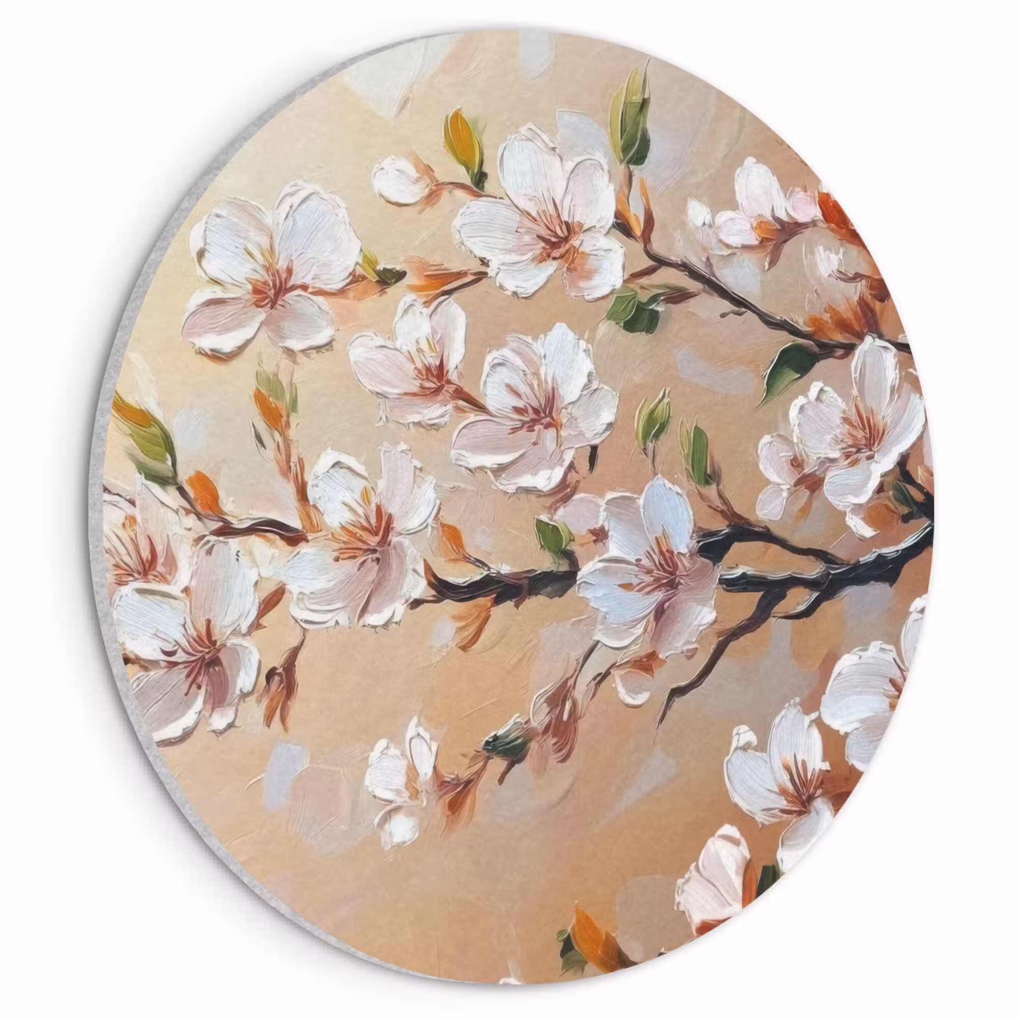 Acoustic painting round - Blossom branches - Picturesque - Pink