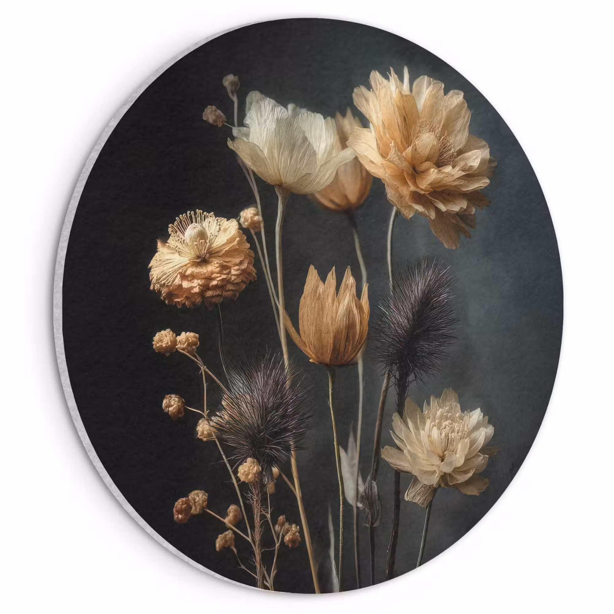 Acoustic painting round - Bouquet - Flowers - Light - Black