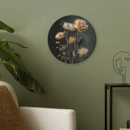 Boeket - Bloemen - Licht - Zwart Akoestische PET Vilt - Rond klein -sfeer2