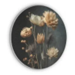 Boeket - Bloemen - Licht - Zwart Akoestische PET Vilt - Rond klein -3d