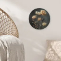 Boeket - Bloemen - Licht - Zwart Akoestische PET Vilt - Rond klein -sfeer4