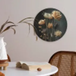 Boeket - Bloemen - Licht - Zwart Akoestische PET Vilt - Rond klein -sfeer3