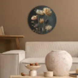 Boeket - Bloemen - Licht - Zwart Akoestische PET Vilt - Rond klein -sfeer1