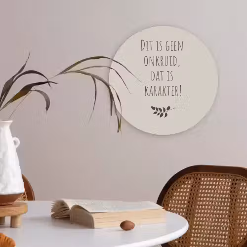 Bruin - Minimalistisch - Quote - Zomer Akoestische PET Vilt - Rond klein -sfeer3