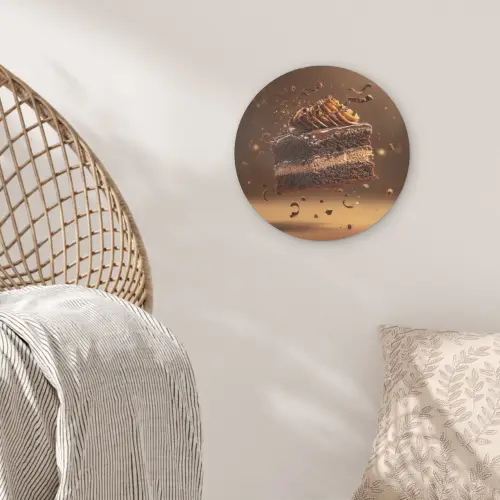 Taart - Chocolade - Eten - Brownie Akoestische PET Vilt - Rond klein -sfeer4