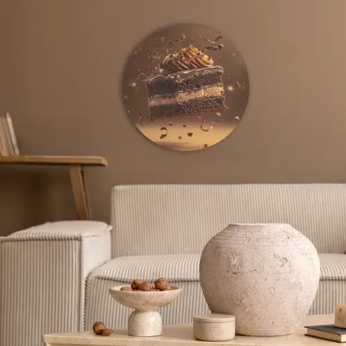 Taart - Chocolade - Eten - Brownie Akoestische PET Vilt - Rond klein -sfeer1